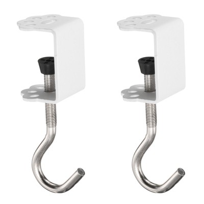 Unique Bargains Space-Saving Design Adjustable Desk Clamp Hooks and Hangers 0.2"-1.4" 2 Pcs