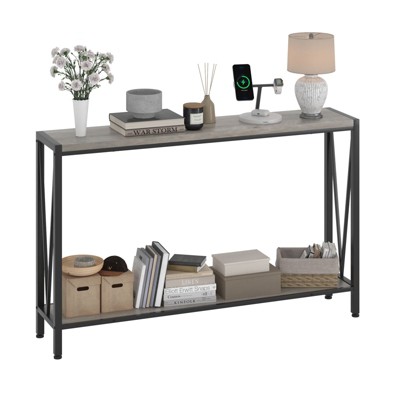 Console Table, Industrial Style Two-Tier Narrow Sofa Table with Shelf, Ideal for Entryway, Living Room, Hallway, Foyer, Corridor, or Office