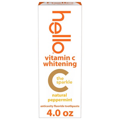 hello Vitamin C Teeth Whitening Toothpaste with Fluoride - Natural Peppermint - 4oz
