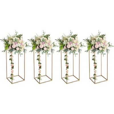 4 Pieces Wedding Flower Stand, 15.75 Inch Metal Flower Display Rack Decoration with Acrylic Panel, Floral Vase Display Holder for Party Wedding
