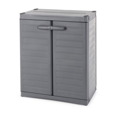Gracious Living 91049-ONLINE MaxIt Heavy Duty Resin Premium Utility Cabinet w/ 3 Fully Adjustable Metal Shelves for Garage, Basement, or Utility Room