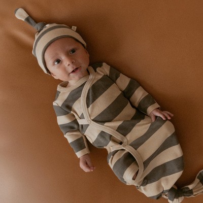 Makemake Organics Organic Baby Knotted Sleep Gown - Bold Stripes
