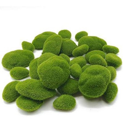 Aoibox 30 PCS Artificial Moss Rocks Decorative, Green Moss Balls, Moss Stones, Fake Moss Decor for Floral Arrangements, Fairy Gardens and Crafting