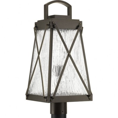 Progress Lighting, Creighton, 1-Light Outdoor Post Lantern, Antique Bronze, Clear Water Glass Shade