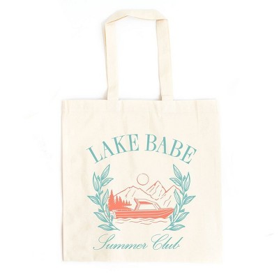 City Creek Prints Lake Babe Boat Canvas Tote Bag - 15x16 - Natural
