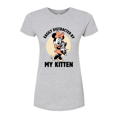 Women's - Disney Classics - Easily Distracted By Kittens Minnie Fitted Graphic T-Shirt