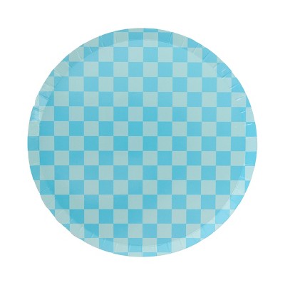 Jollity & Co. - Check It! Out of the Blue Dinner Plates - Pack of 8 Paper Plates
