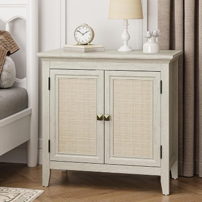 Heynemo Storage Cabinet, Kitchen Sideboard Cabinet with Rattan Decor Doors, Accent Buffet Cabinet with Adjustable Storage Shelf