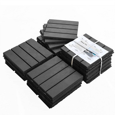 Syemin Carpet Tiles Drainage Optimized Patio Interlocking Deck Tiles Square Composite Decking Tiles for Balcony, Dark Gray, 13"*7"*13"