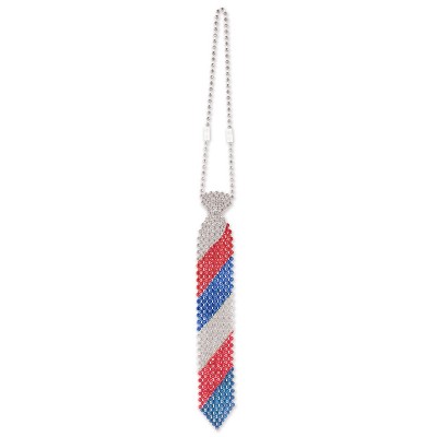 Beistle Beaded Patriotic Tie, 13", (2/Pkg) Multicolored
