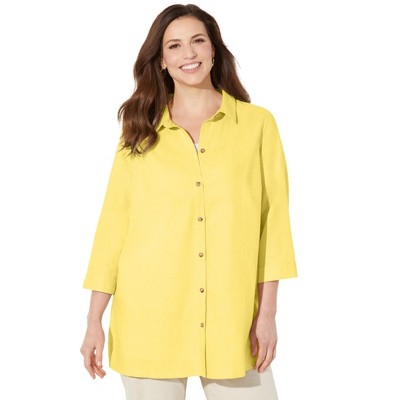 Catherines Classic Linen Buttonfront Shirt