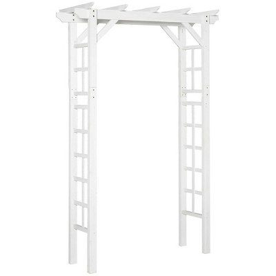 Outsunny 7' Wood Steel Outdoor Garden Arched Trellis Arbor with Natural Fir Wood & Side Panel for Climbing Vine