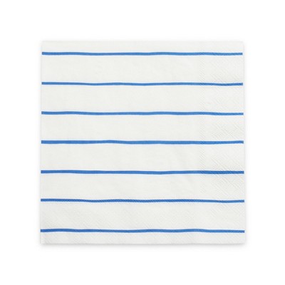 Daydream Society - Cobalt Frenchie Striped Large Napkins - Pack of 16 Paper Napkins