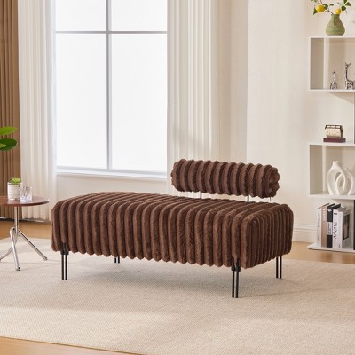Aortzio 49.61"W Upholstered Loveseat,Mid-Century Modern Bench With Adjustable Back And Metal Legs