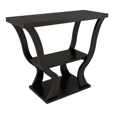 24/7 Shop At Home 39" Niccila Transitional Storage Console Table Espresso: Open Shelves, Particle Board
