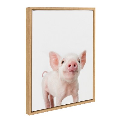 18" x 24" Sylvie Animal Studio Piglet Framed Canvas by Amy Peterson - Kate & Laurel All Things Decor