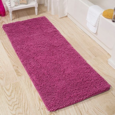 Hastings Home Memory Foam Shag Bath Mat (24x58), Pink