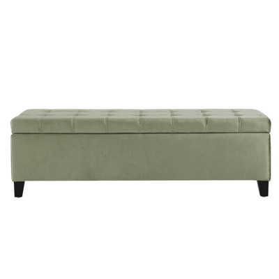 FONTOI Storage Bench, Compact Upholstered Storage Organizer, Foot Rest Suitable for Entryway Bedroom Living Room, Pale Green, 19"*15.5"*50"
