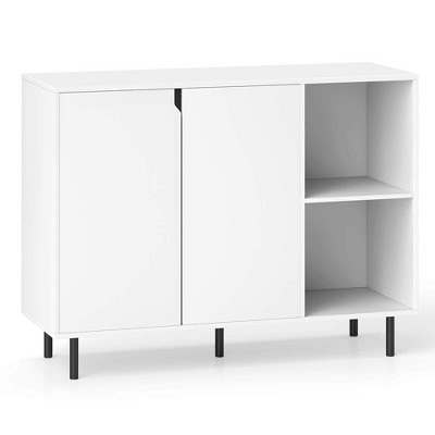 Costway Kitchen Sideboard Buffet with Adjustable Shelves 2 Doors Sturdy Metal Legs White