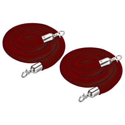 Unique Bargains Hotel Theater Adjustable Velvet Stanchion Rope with Snap Hooks 2 Pcs
