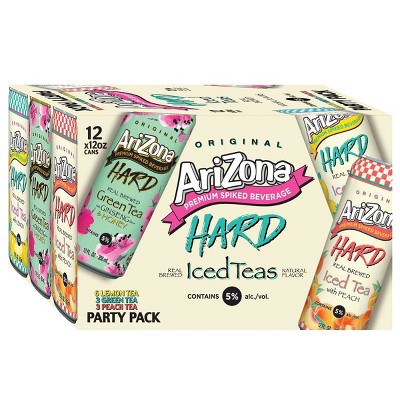 AriZona Hard Iced Teas Party Pack - 12pk/12 fl oz Slim Cans