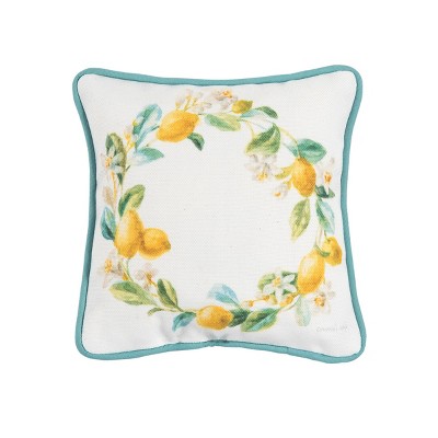 C&F Home Lemon Wreath Small Petite Printed Throw Pillow, 8" x 8"