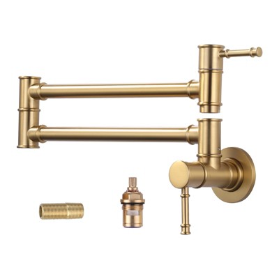 WOWOW Wall Mount Folding Pot Filler Faucet with Double Handle