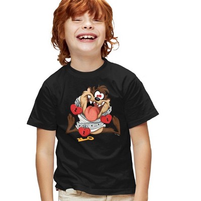 Boys' Short Sleeve Looney Tunes Valentine's Day Taz Tied Up With Love T-Shirt Boys and Girls