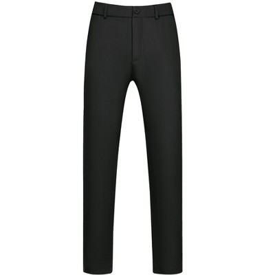 Lars Amadeus Men's Cropped Trouser Solid Color Flat Front Ankle-Length Dress Pants