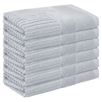 Unique Bargains Hotel Spa Bathroom Absorbent Towels Striped Comfort Cotton Washcloths 6 Packs