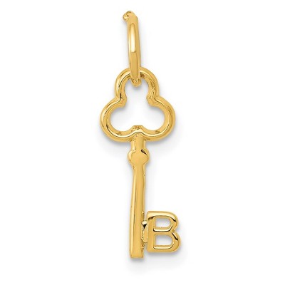 Black Bow Jewelry 14k Yellow Gold, Hannah Collection, Mini Initial B Shamrock Key Charm