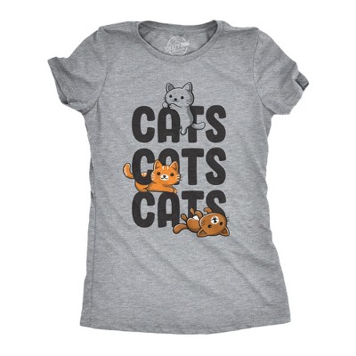 Womens Cats Cats Cats T Shirt Funny Pet Kitty Lover Tee - Crazy Dog Women's T Shirt For Cat Lovers