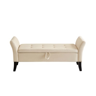 Dexmalle 51.5" Bed Bench with Storage Grey Velvet