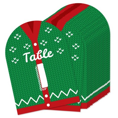 Big Dot of Happiness Ugly Sweater - Holiday and Christmas Party Double-Sided 5 x 7 inches Cards - Table Numbers - 1-20
