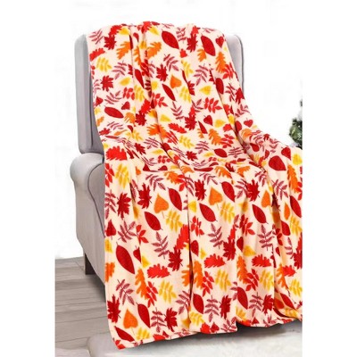 Noble House Super Cozy and Comfy Microplush Throw Blanket 50" x 60" - Autumn Leaves