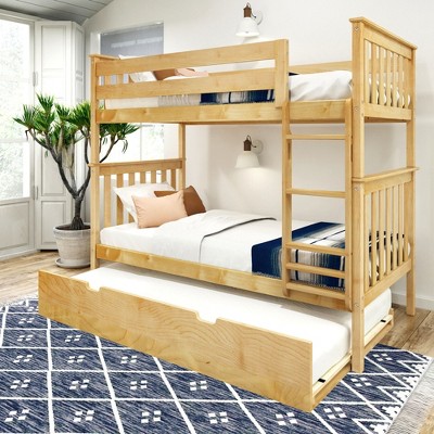 Plank+Beam Solid Wood Twin over Twin Bunk Bed with Storage Trundle for Adults/Kids