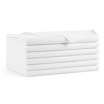 Host & Home Cotton Sateen Flat Bed Sheets (6 Pack), White, Size Options