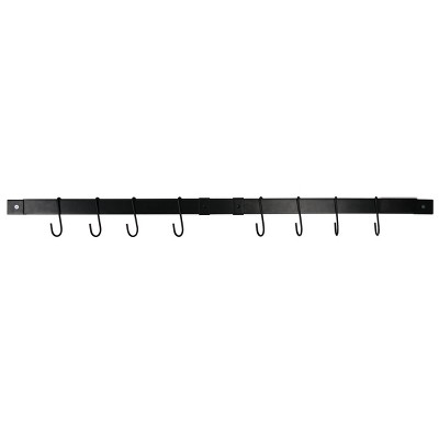 Range Kleen Black Enameled Expanding Pot Rack Bar: Wall Mount Steel Pot Hanger & Organizer, 26" Depth