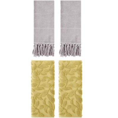 REGALWOVEN 4 Pcs Cotton Bathroom Hand Towel with Tassel 14" x 30"