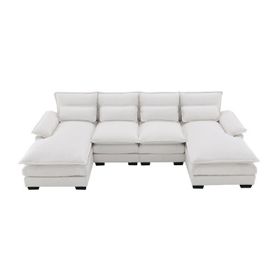 NicBex Modern 110" Sectional Sofa Modular U Shaped Sofa Couch with Waist Pillows for Living Room Apartment