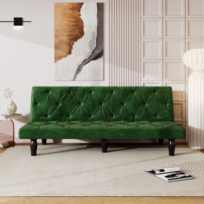 VASIP Sofa Magic: 66" Green Velvet Sofa Bed Transforms into a Comfortable Sleeping Space, Perfect for Family Living Rooms, Apartments, and Bedrooms