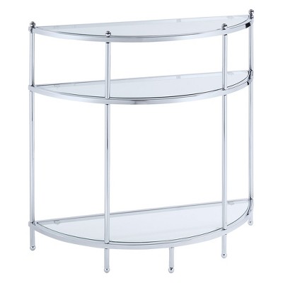 Royal Crest Entryway Table Chrome/Glass - Breighton Home: Sleek Metal Frame, Clear Top, Narrow Design