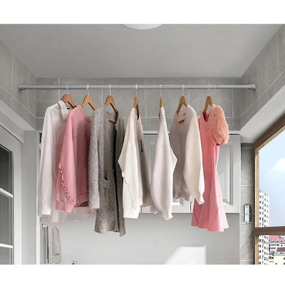 Home Mart Goods Silver Grey Adjustable Spring Tension Curtain Rod Heavy Duty Anti-slip 42-72" Inches