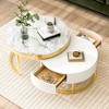 Dexmalle Modern Round Nesting Coffee Table with Drawers in White - 3 of 4