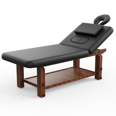 Dolonm 31.5 Inches Wide -Beauty Salon Beauty Bed Modern Massage Bed ,4 adjustable height legs,with C-shaped pillow,chest hole pillow,Black