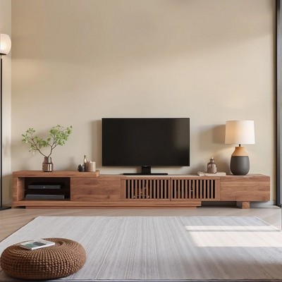 Gaoyangjiaju Modern Walnut TV Console for 75+ Inch Screen – Extendable
