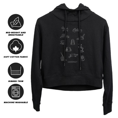 Monopoly Token Cropped Hoodie Pullover Sweatshirt
