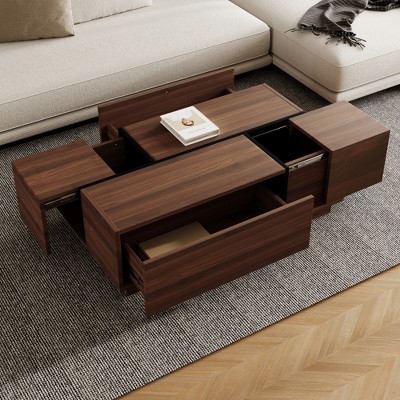 Bella Depot 47.2''W Rectangular Sliding Top Coffee Table with 2 Drawers and 2 Hidden Storage