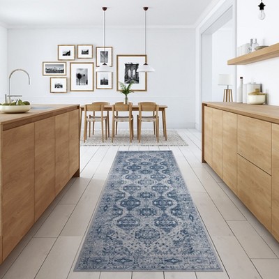 Area Rug Retro Boho Pattern Washable Ultra-Thin Non Slip Living Room Dining Bedroom & Office Dark Green