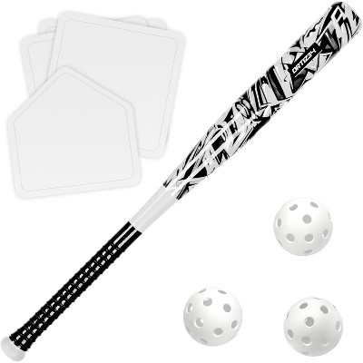 Ortiz34 Grand Slam Set- Graffiti Plastic Bat, David Ortiz Backyard Baseball Set with 3 Balls, 4 Throw Down Bases